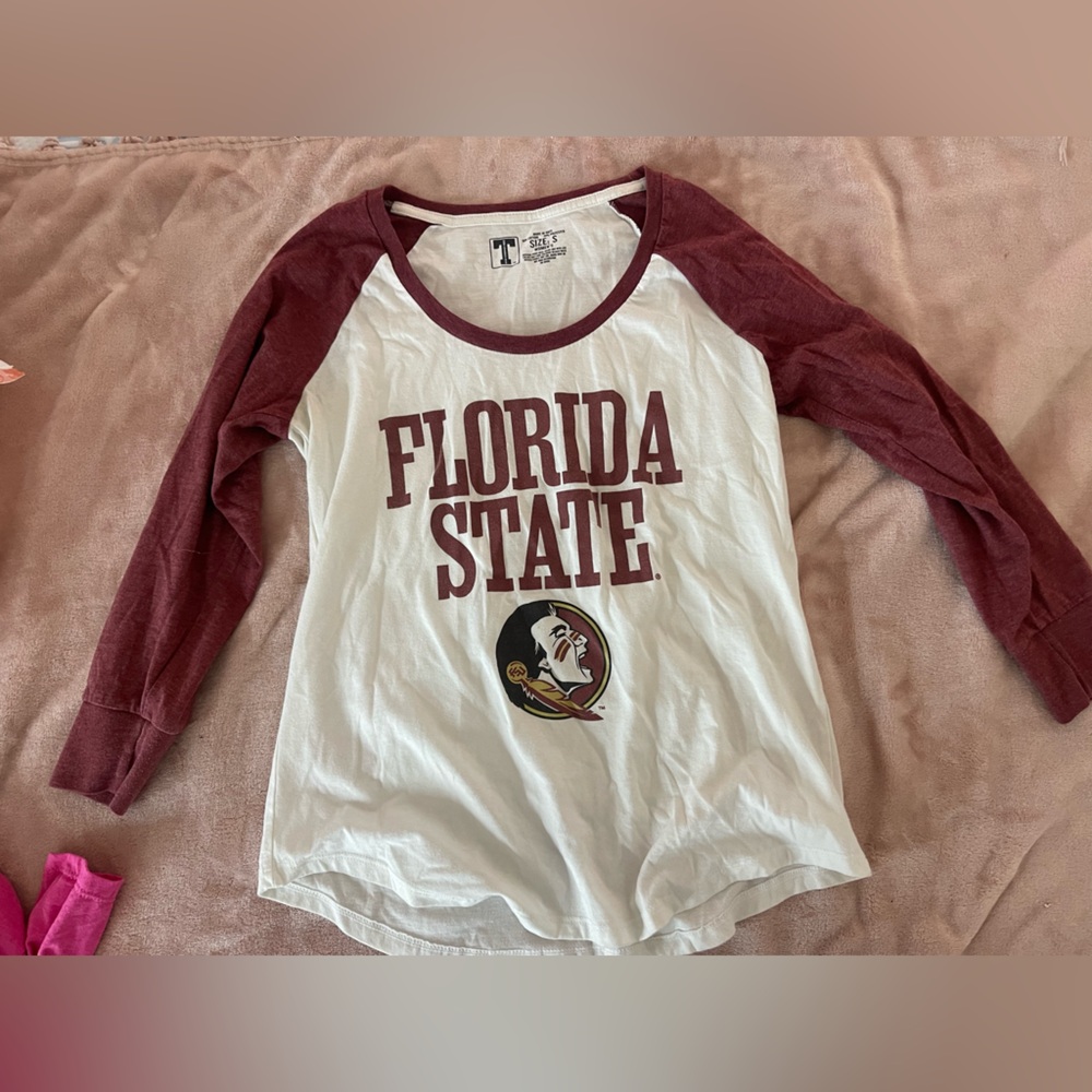Florida State Seminoles Raglan Long Sleeve Tee - White & Garnet